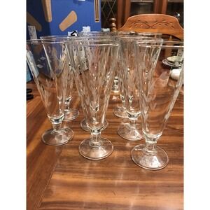Pilsner Drink glasses vintage Anchor‎ Hocking Iris etch